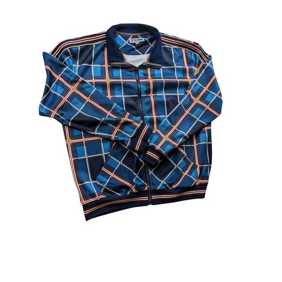 Stacy Adams Jacket Men XXL Blue Plaid Lightweight Track Full Zip Streetwear Bold - Picture 13 of 16